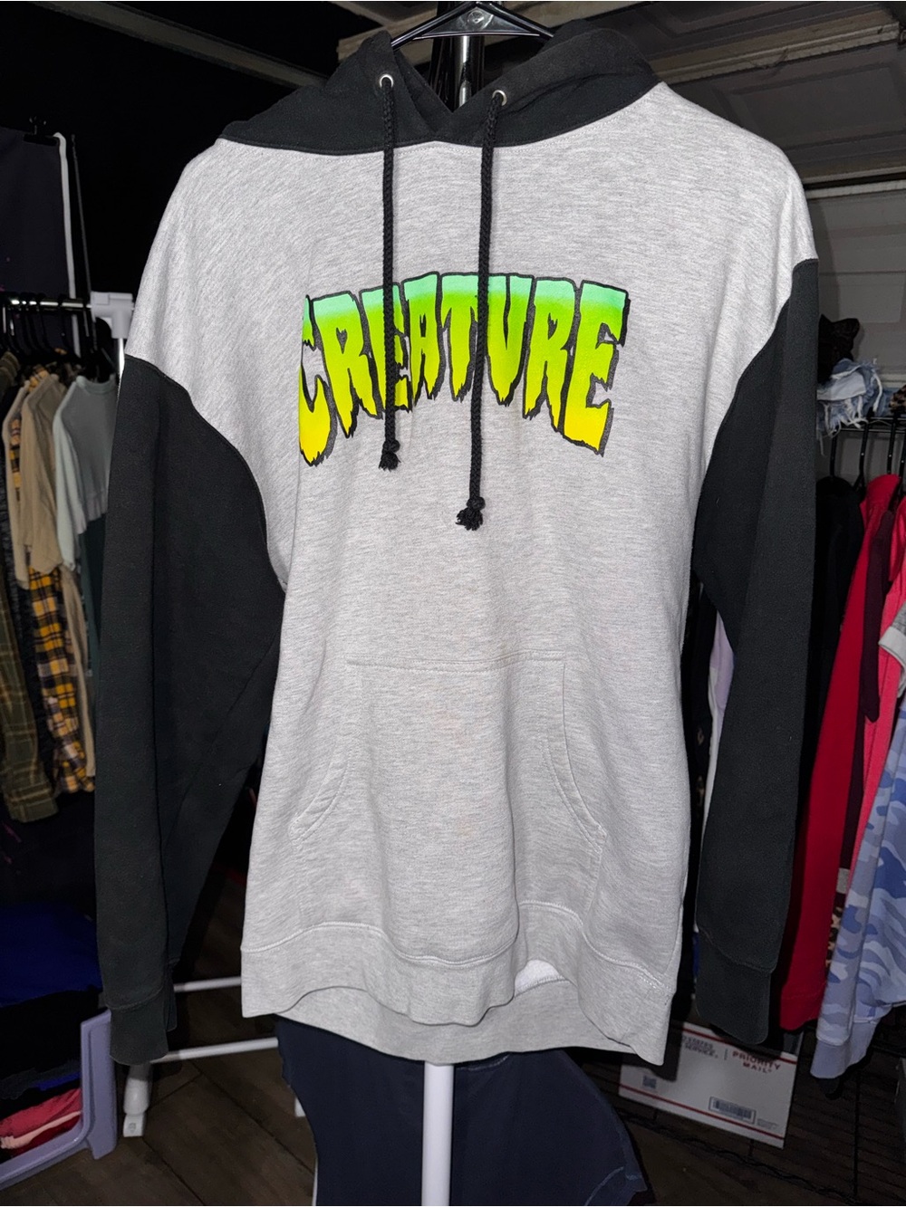 Two-Tone Grey and Black Pullover Hoodie